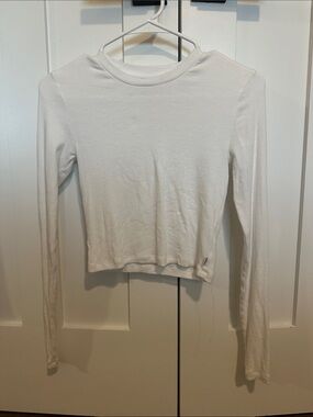 White Long-Sleeve Ribbed Top